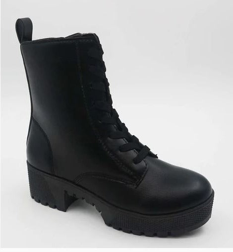 Bamboo Powerful-52 Black Lace Up Bootie