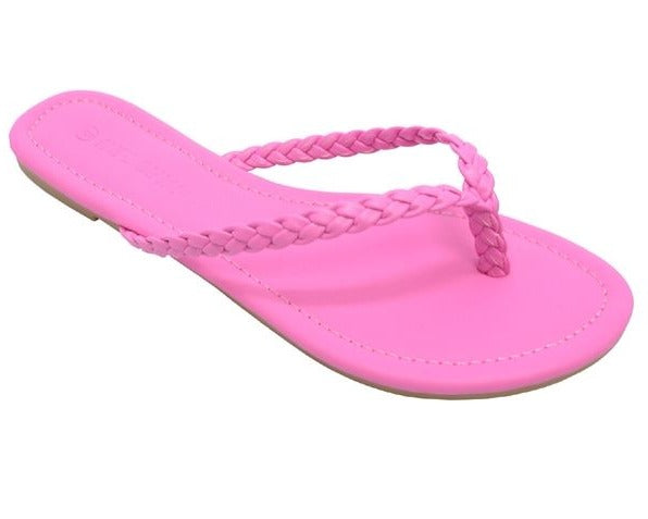 Wild Diva Bellen-02 Hot Pink Flat Open Toe Thong Sandals