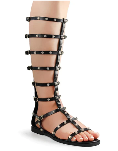 Liliana Bestia-5 Black Studded Gladiator Sandals