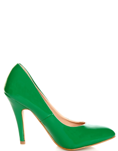 Mixx Shuz Selena-2 Green Pu Pointed Toe Classic Heel