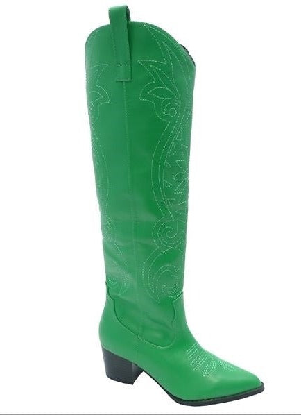 Wild Diva Kendra-31 Green Western Cowboy Boots