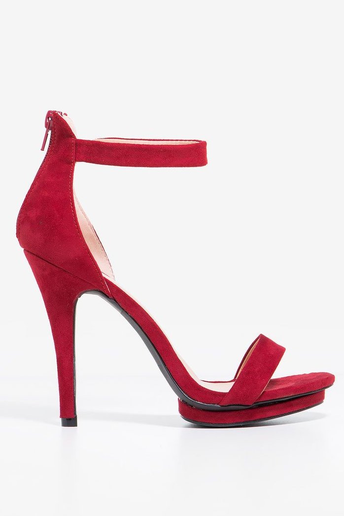 Wild Diva Amy-01 Red Nub Open Toe Ankle Strap Platform Heel