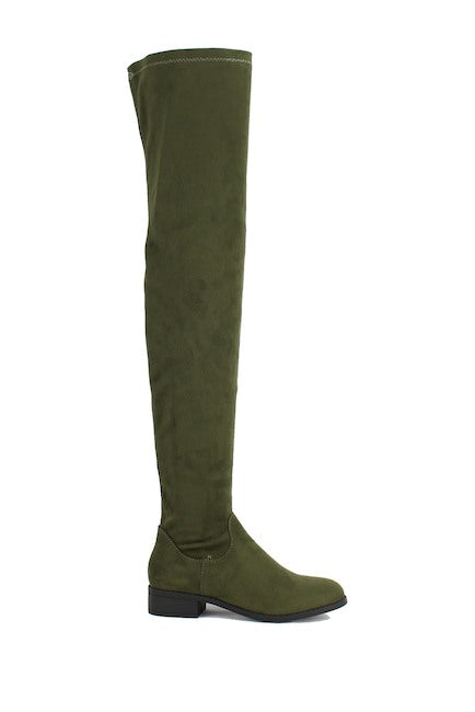 Nature Breeze Olympia-20TH Olive Su Flat Over-the-Knee Boot