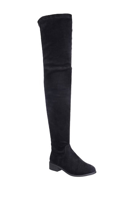 Nature Breeze Olympia-20TH Black Su Flat Over-the-Knee Boot