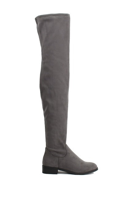 Nature Breeze Olympia-20TH Grey Su Flat Over-the-Knee Boot