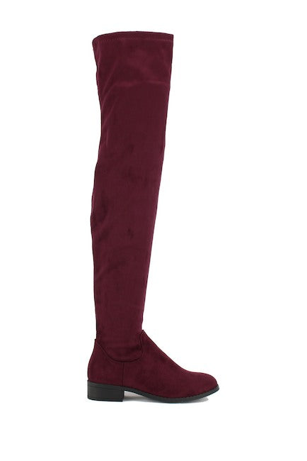 Nature Breeze Olympia-20TH Burgundy Su Flat Over-the-Knee Boot