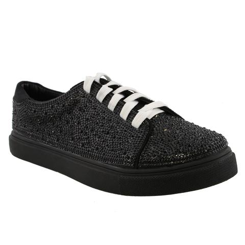 De Blossom Cherry-100 Black Shimmer Sparkle Lace Up Sneakers