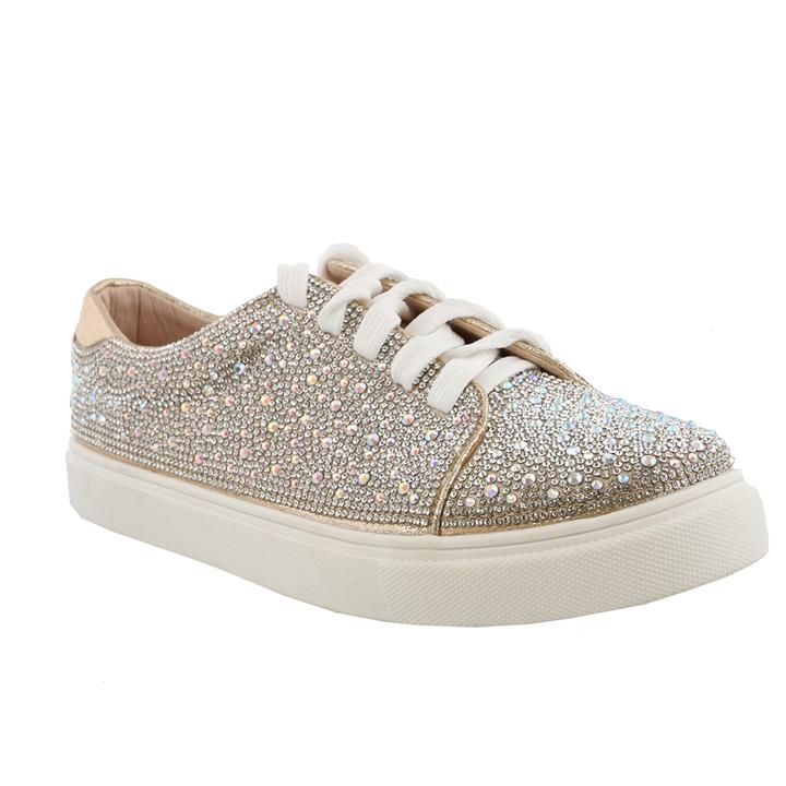 De Blossom Cherry-100 Nude Shimmer Sparkle Lace Up Sneakers