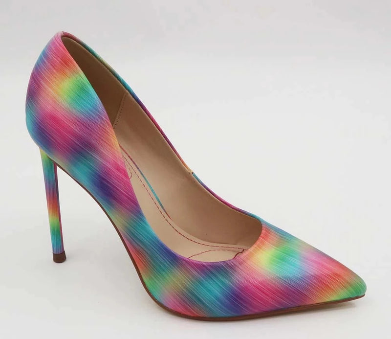 Bamboo Condition-57 Rainbow  Patent Pu Pointy Toe Pump