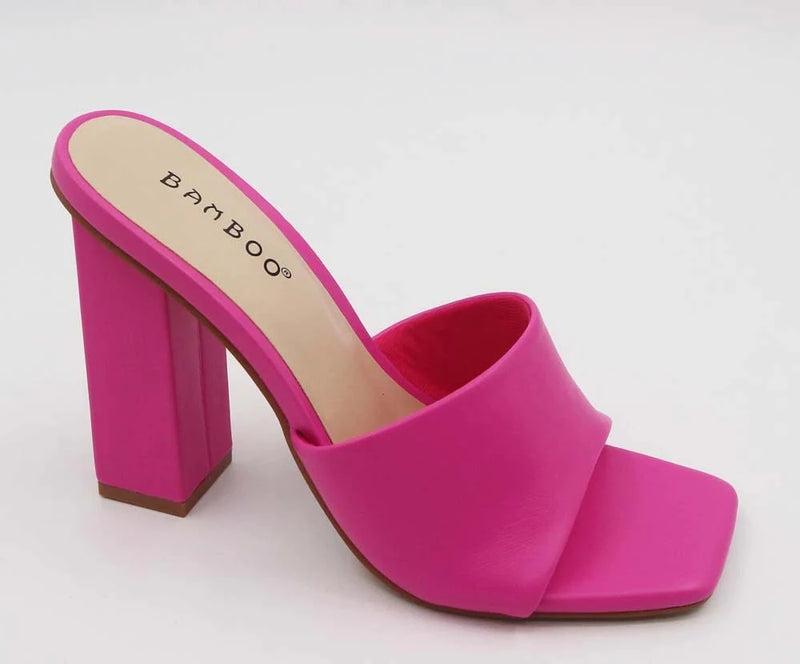 Bamboo Dreaming-12 Hot Pink Square Toe Mule With Heel