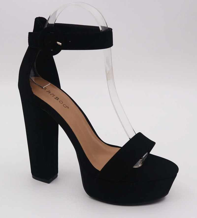 Bamboo Electrify-05 Black One Band With Ankle Strap Chunky Heel Platform