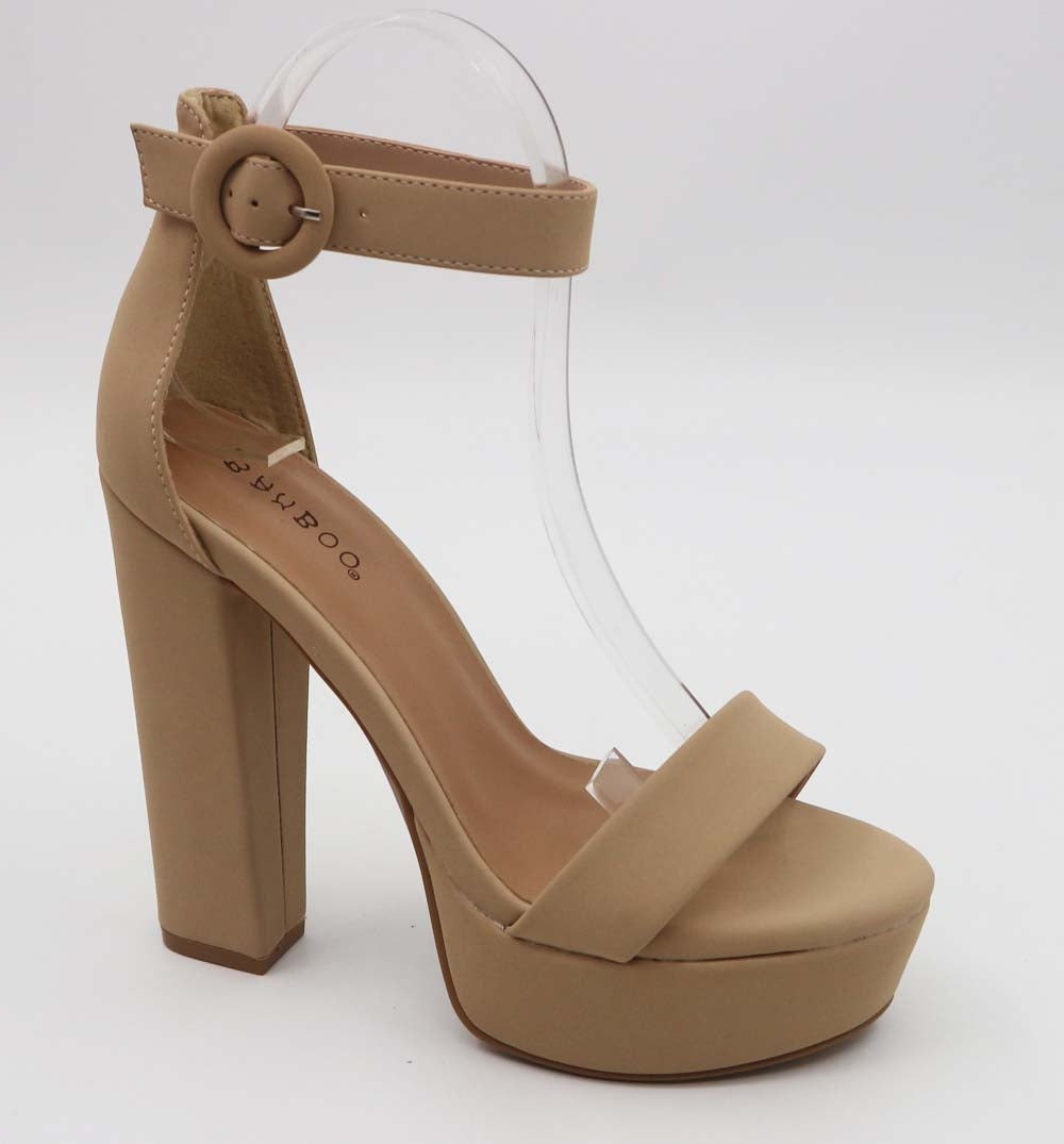 Bamboo Electrify-05 Nude One Band With Ankle Strap Chunky Heel Platform