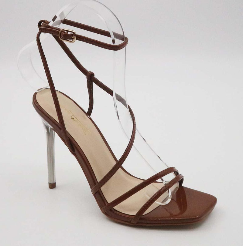 Anne Michelle Feisty-05 Cognac Patent Strappy High Heels