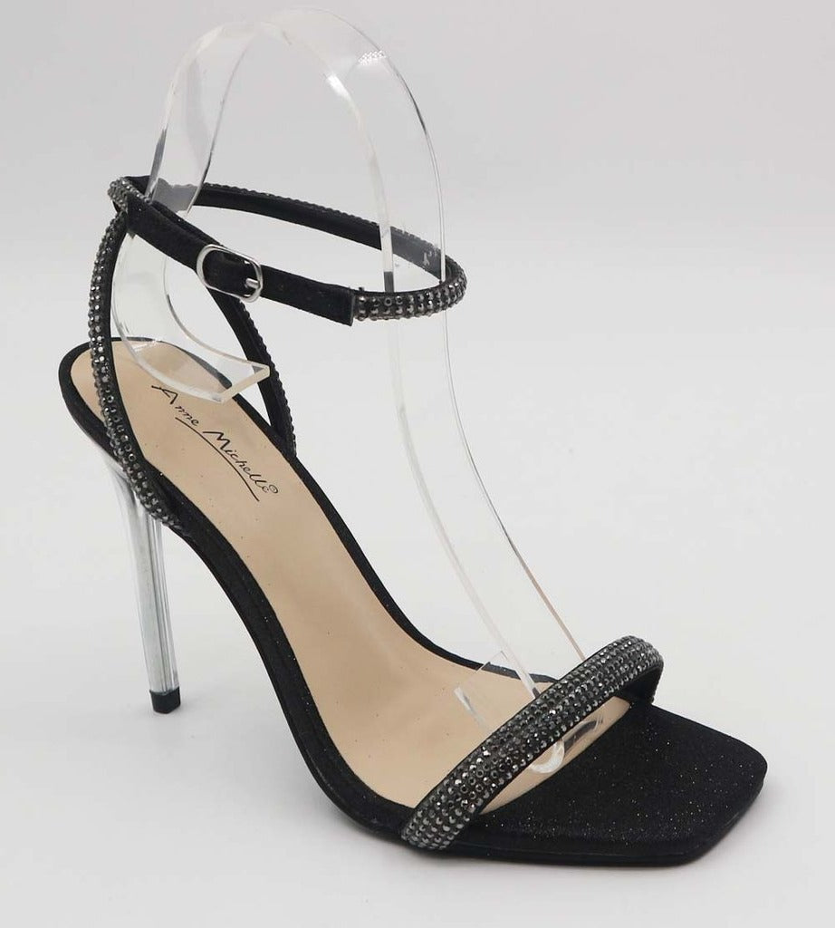 Black rhinestone embellished heeled sandals - Shoelace - Women's Shoes,  Bags and Fashion
