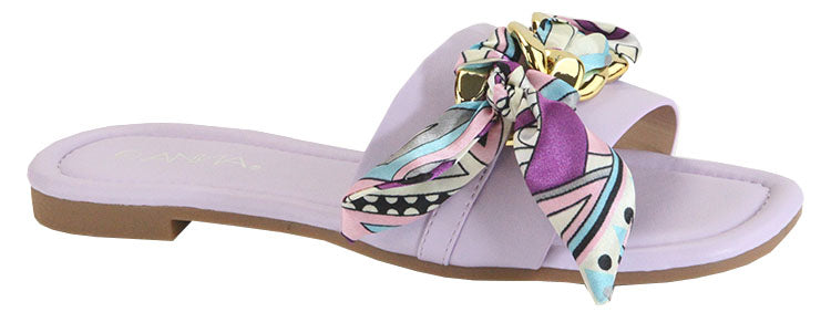 Anna Getaway-1 Purple Open Toe Sandal With Scarf Wrap