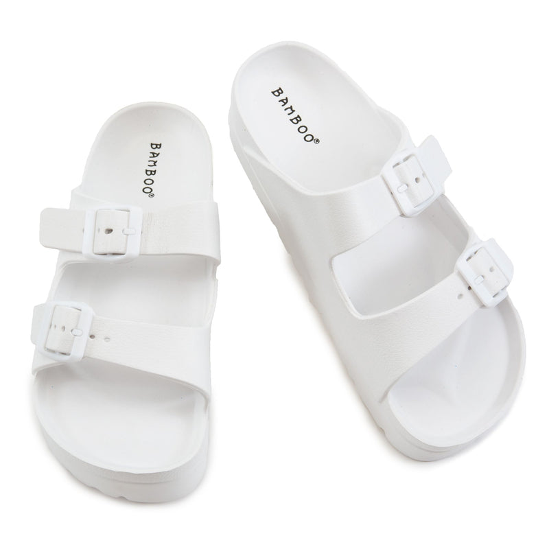 Bamboo Glee-01 White Jelly Double Buckle Platform Slides
