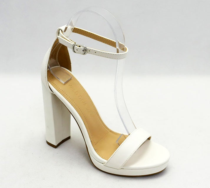 Wild Diva Morrin-03 White Pu Open Toe Platform Sandal Heel
