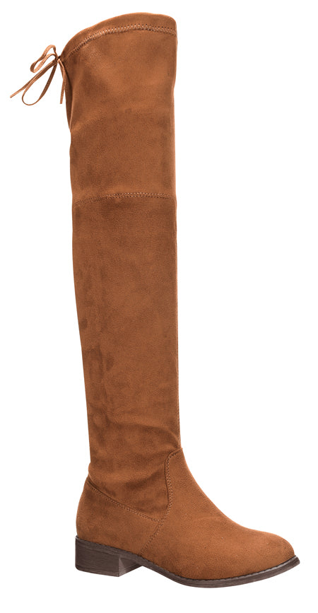 Nature Breeze Olympia-20TH Tan Su Flat Over-the-Knee Boot