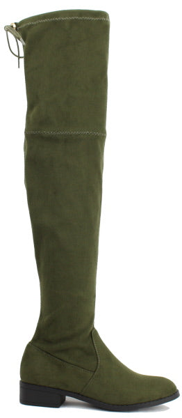 Nature Breeze Olympia-14OK Olive Su Flat Over-the-Knee Boot