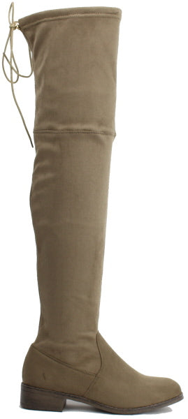 Nature Breeze Olympia-14OK Taupe Su Flat Over-the-Knee Boot