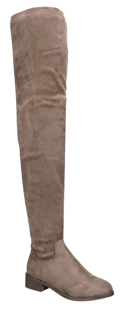 Nature Breeze Olympia-20TH Taupe Su Flat Over-the-Knee Boot