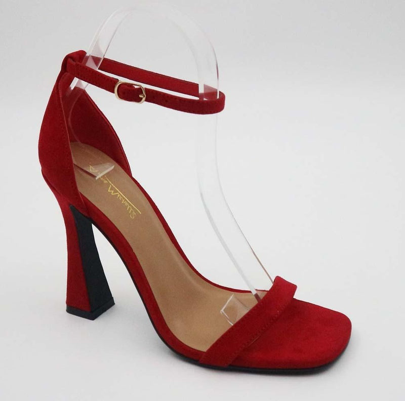 Anne Michelle Tenderlove-02 Red Faux One Band With ankle Strap Heel