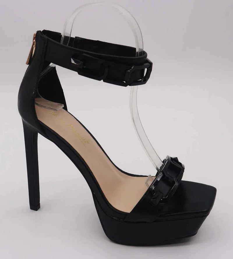 Anne Michelle Thrilling-04 Black One band With Ankle Closing Platform Heel