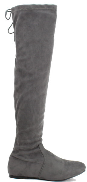 Nature Breeze Vickie-40ok Grey Suede Over the Knee Boot