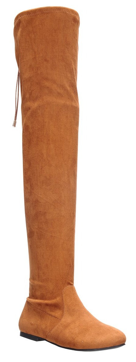 Nature Breeze Vickie-41TH Camel Su Flat Over-the-Knee Boot