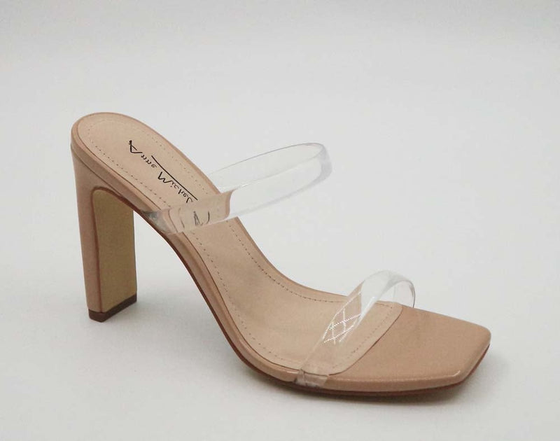 Anne Michelle Witcher-02 Clear Double Strap Wide Heel