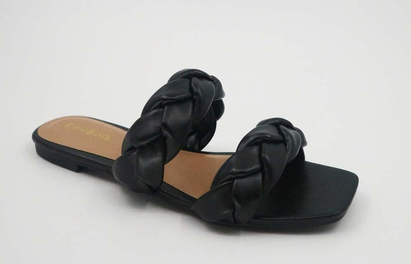Bamboo Kick-88 Black Double Braided Strap Sandal