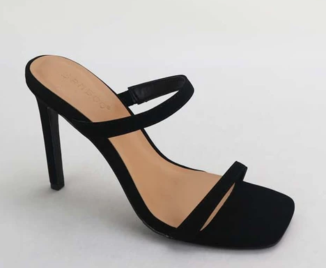 Bamboo Evermore-01 Black Women Dual Band Heeled Slide Sandals