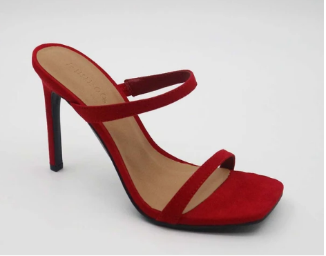 Bamboo Evermore-01 Red Women Dual Band Heeled Slide Sandals
