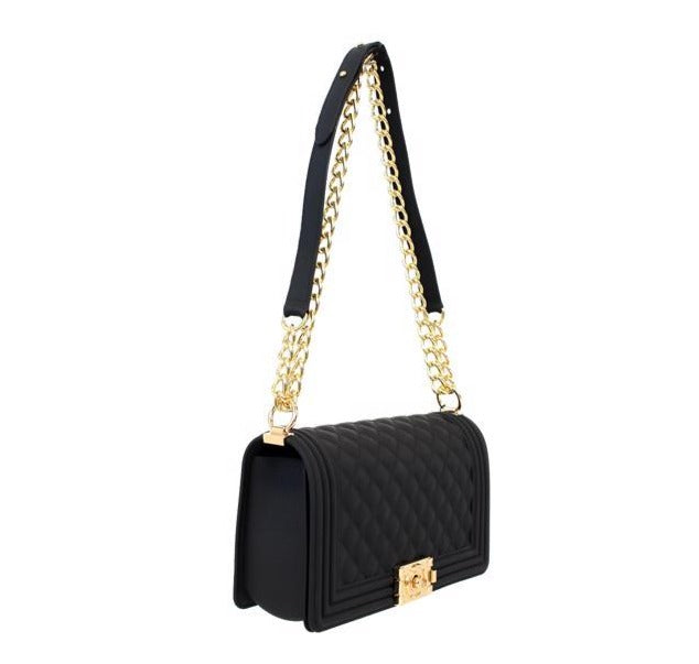 Liliana H-Jellica Black Silicone Cross body with Gold Detailing