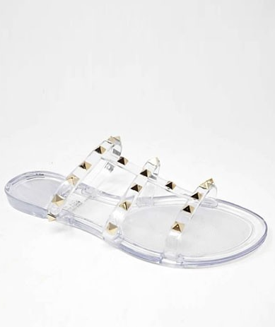 Wild Diva Joanie-228 Clear 3 Strap Caged Sandal With Pointed Studs