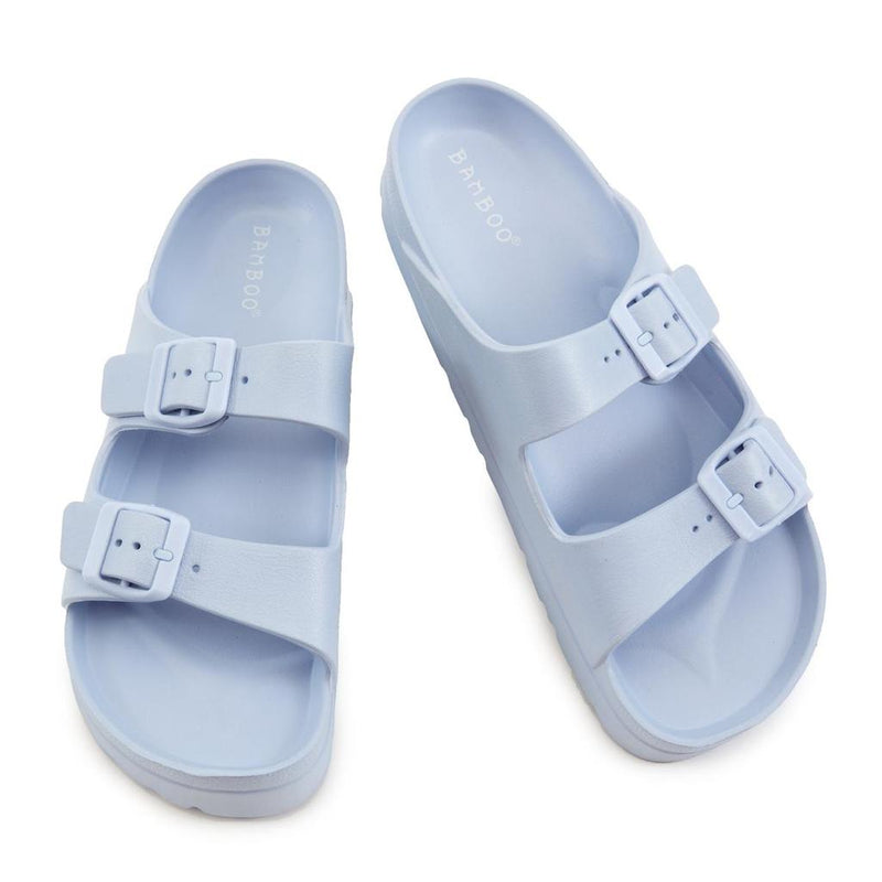 Bamboo Glee-01 Blue Jelly Double Buckle Platform Slides