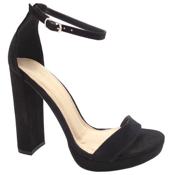 Wild Diva Morrin-03 Black Suede Open Toe Platform Sandal Heel